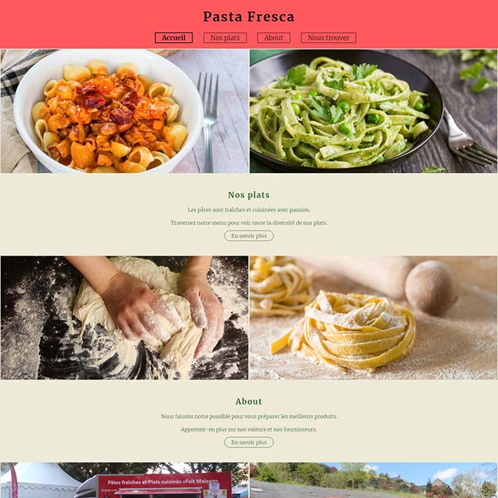 image de présentation du projet de site du foodtruck pasta fresca